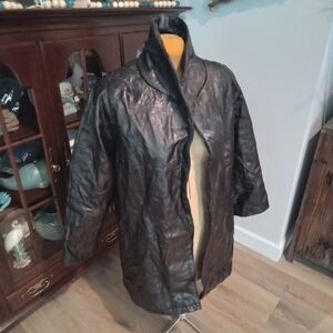Maxam Brand Lambskin Italian Mosiac Men's Black Leather  Trench Coat Size XL